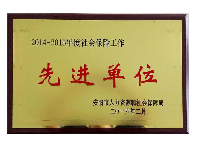 2015年社會保險(xiǎn)工作先 進(jìn)單位